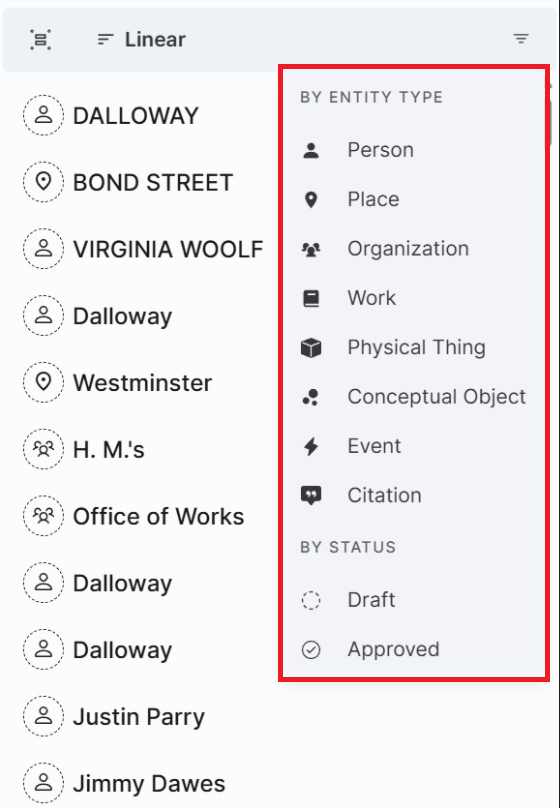 Nerve Sidebar displaying filter icon